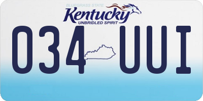 KY license plate 034UUI
