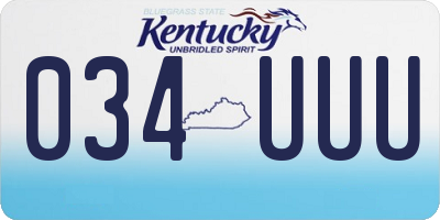 KY license plate 034UUU