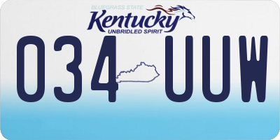 KY license plate 034UUW