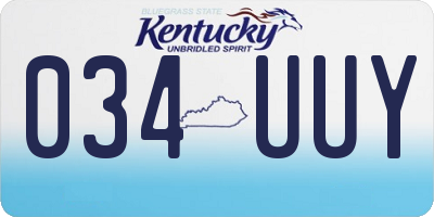 KY license plate 034UUY