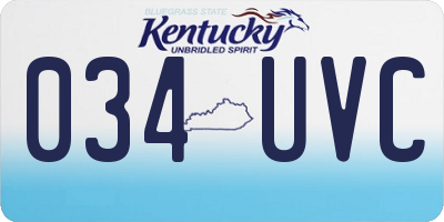 KY license plate 034UVC