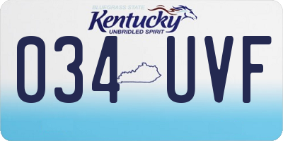 KY license plate 034UVF