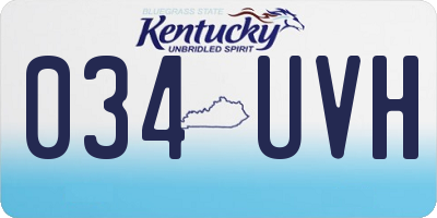 KY license plate 034UVH