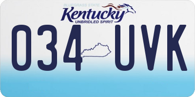KY license plate 034UVK