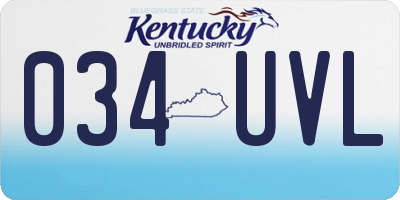 KY license plate 034UVL