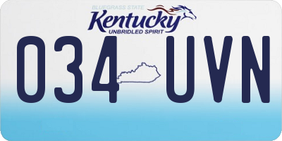 KY license plate 034UVN
