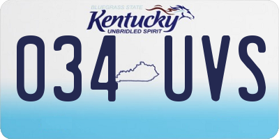 KY license plate 034UVS