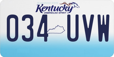 KY license plate 034UVW