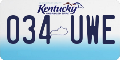 KY license plate 034UWE