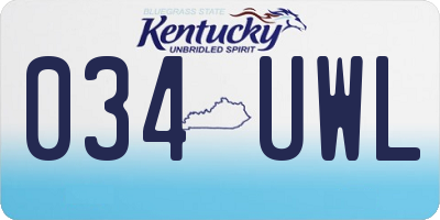 KY license plate 034UWL