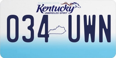 KY license plate 034UWN