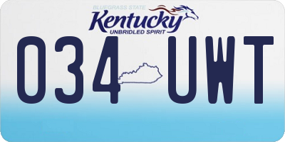 KY license plate 034UWT