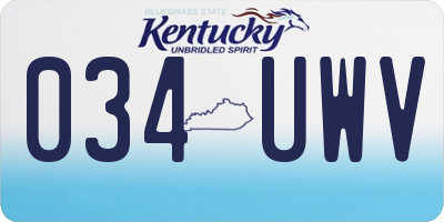 KY license plate 034UWV