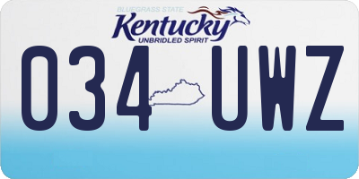 KY license plate 034UWZ