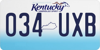 KY license plate 034UXB