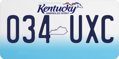KY license plate 034UXC