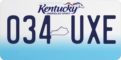 KY license plate 034UXE