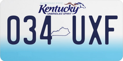 KY license plate 034UXF