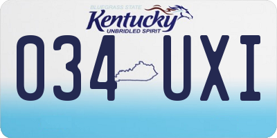 KY license plate 034UXI
