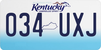 KY license plate 034UXJ