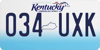 KY license plate 034UXK