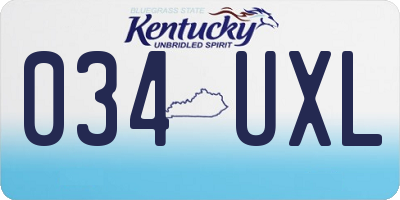 KY license plate 034UXL
