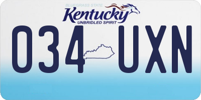 KY license plate 034UXN