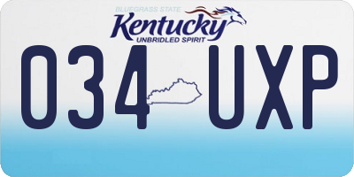 KY license plate 034UXP
