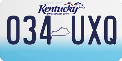 KY license plate 034UXQ