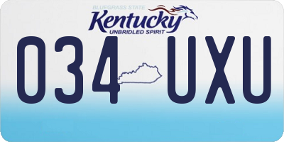 KY license plate 034UXU