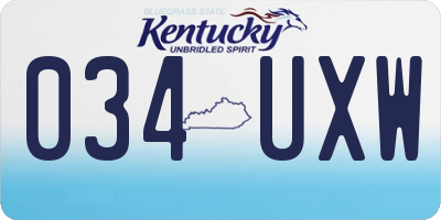 KY license plate 034UXW