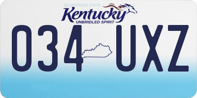 KY license plate 034UXZ
