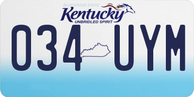 KY license plate 034UYM