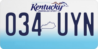 KY license plate 034UYN