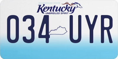 KY license plate 034UYR