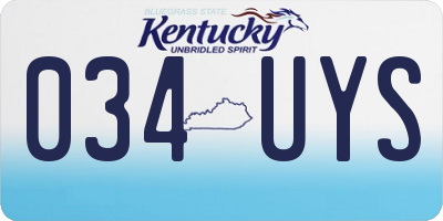 KY license plate 034UYS