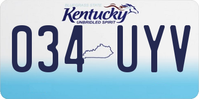 KY license plate 034UYV