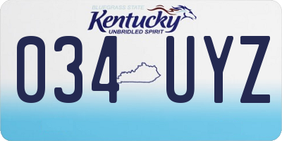 KY license plate 034UYZ
