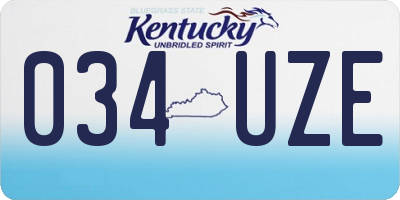 KY license plate 034UZE
