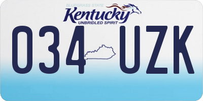 KY license plate 034UZK