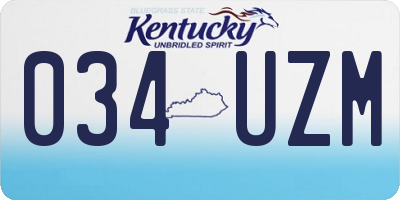 KY license plate 034UZM