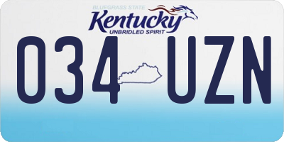 KY license plate 034UZN