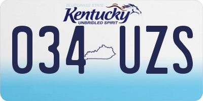 KY license plate 034UZS