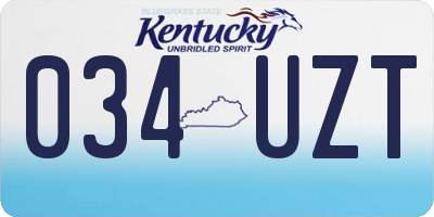 KY license plate 034UZT