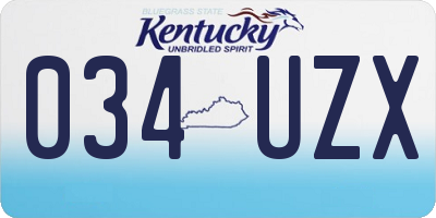 KY license plate 034UZX