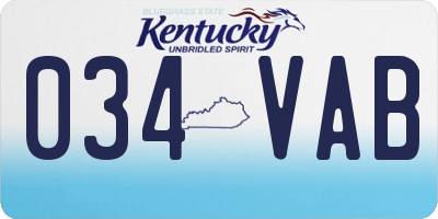 KY license plate 034VAB