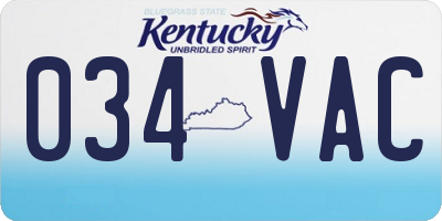 KY license plate 034VAC