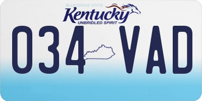 KY license plate 034VAD