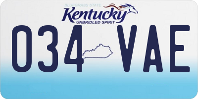 KY license plate 034VAE