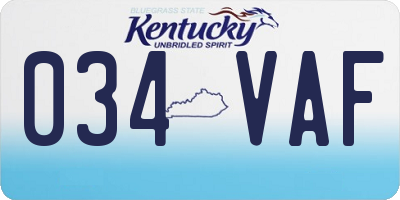 KY license plate 034VAF